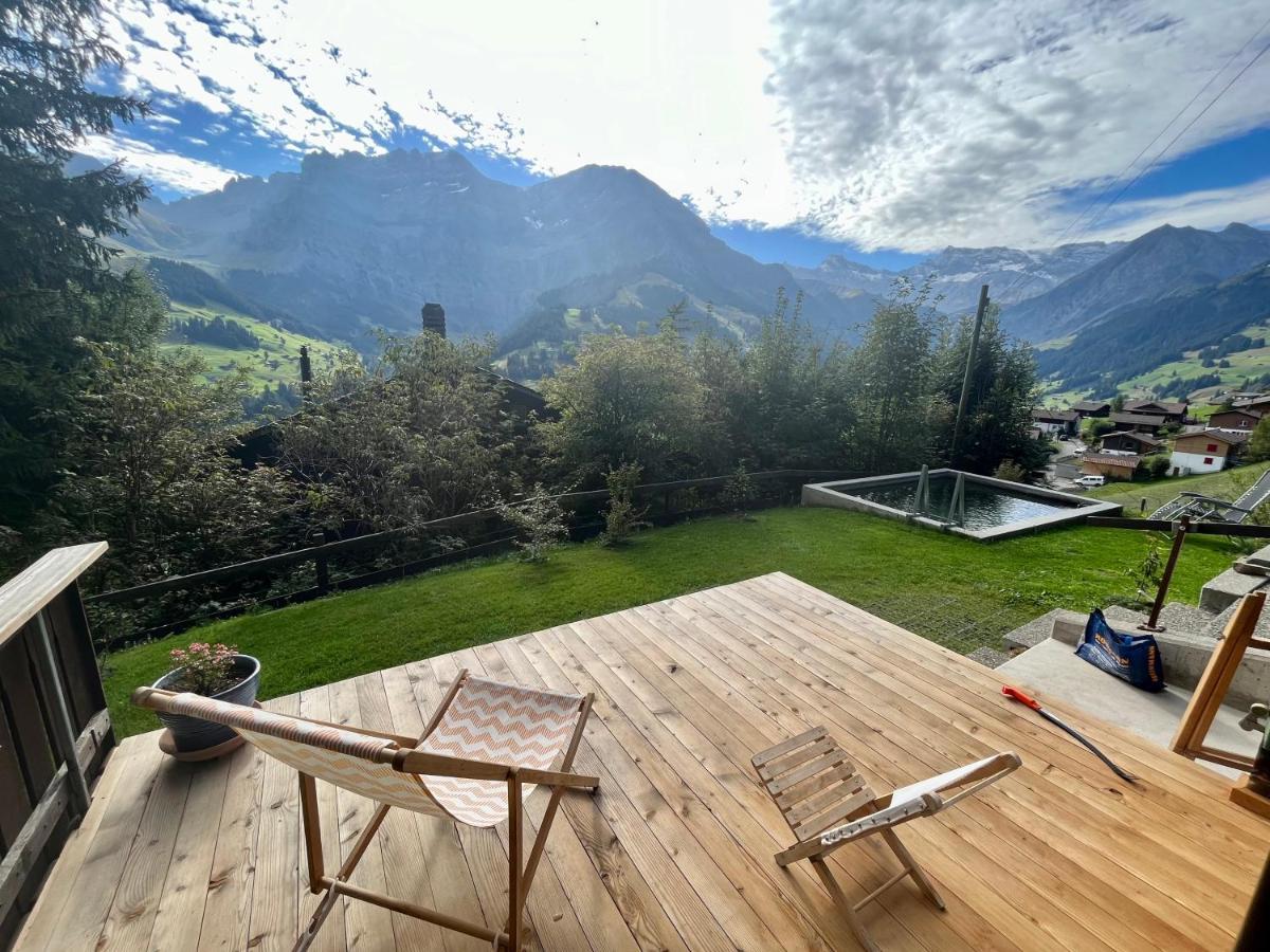 Chalet Sonnenheim, Wohnung Mit Panoramafenster Adelboden Esterno foto